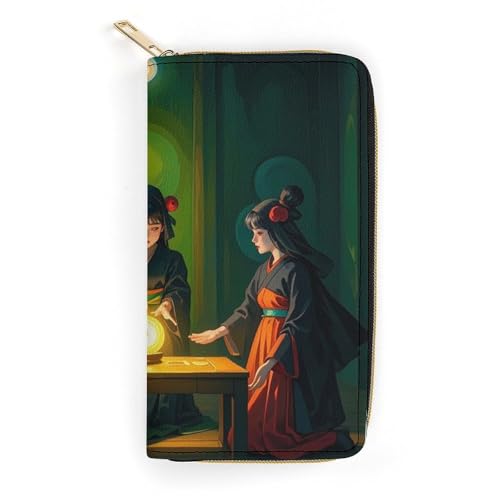 NQHJT Voodoo Damen-Geldbörse aus Leder mit mehreren Fächern, ultradünn, mit Reißverschlussfach für Arbeit, Einkaufen, Stil, 19,7 x 10,5 cm, Stil:, 19.7x10.5cm von NQHJT