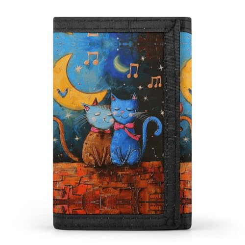 NQLYRE Minimalistische dreifach gefaltete zwei verliebte Katzen bedruckte Geldbörse Kartenhalter Geschenk Münzgeldbörse Reisepass Brieftasche für Männer Frauen Stil Einheitsgröße lässig, Stil:, von NQLYRE