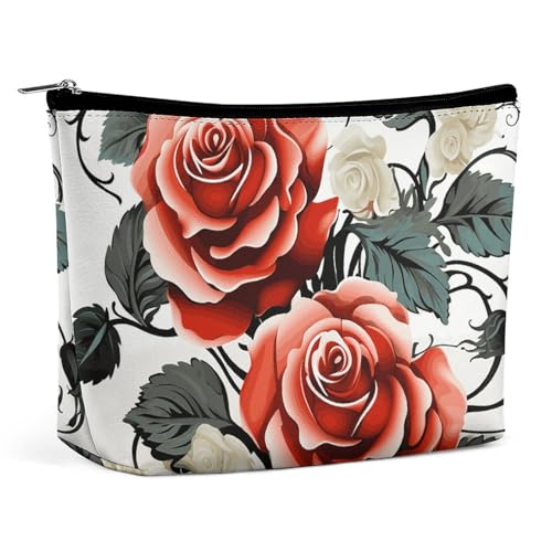 NQLYUT Make-up-Tasche, tragbare Kosmetiktasche, Blumen-Kräuter, botanische Gravur, Kulturbeutel, Make-up-Organizer, große Kapazität, Reißverschluss-Tasche, Reise-Kulturbeutel für Damen und Herren, von NQLYUT