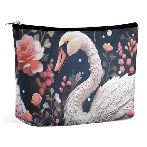 NQLYUT Make-up-Tasche, tragbare Kosmetiktasche, Blumen-Kräuter, botanische Gravur, Kulturbeutel, Make-up-Organizer, große Kapazität, Reißverschluss-Tasche, Reise-Kulturbeutel für Damen und Herren, von NQLYUT