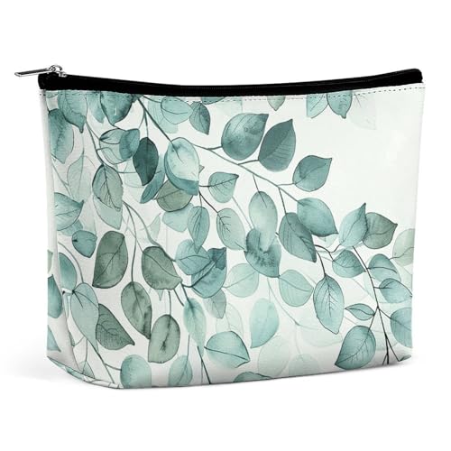 NQLYUT Make-up-Tasche, tragbare Kosmetiktasche, Cartoon-Augen-Muster, Kulturbeutel, Make-up-Organizer, große Kapazität, Reißverschluss-Tasche, Reise-Kulturbeutel für Damen und Herren, Blattmalerei in von NQLYUT