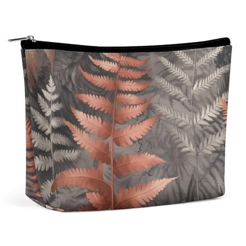 NQLYUT Make-up-Tasche, tragbare Kosmetiktasche, Kulturbeutel mit Tiermotiven, große Kapazität, Reißverschluss-Tasche, Reise-Kulturbeutel für Damen und Herren, Pflanzenblätter, Einheitsgröße, Art déco von NQLYUT
