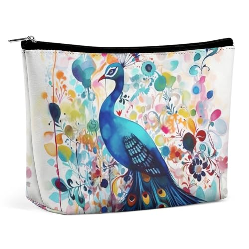 NQLYUT Make-up-Tasche, tragbare Kosmetiktasche, Prostrate Tiger, Kulturbeutel, Make-up-Organizer, große Kapazität, Reißverschluss-Tasche, Reise-Kulturbeutel für Damen und Herren, Farbe: Pfau, NQLYUT Make-up-Tasche, tragbare Kosmetiktasche, Prostrate Tiger, Kulturbeutel, Make-up-Organizer, große Kapazität, Reißverschluss-Tasche, Reise-Kulturbeutel für Damen und Herren, Farbe: Pfau, von NQLYUT