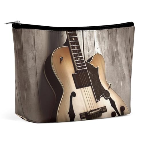 NQLYUT Make-up-Tasche, tragbare Kosmetiktasche, kleine Tiere, Kulturbeutel, Make-up-Organizer, große Kapazität, Reißverschluss-Tasche, Reise-Kulturbeutel für Damen und Herren, Gitarrenbilder, von NQLYUT