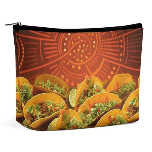 NQLYUT Make-up-Tasche, tragbare Kosmetiktasche, lustige Koalas-Kulturbeutel, Make-up-Organizer, große Kapazität, Reißverschluss-Tasche, Reise-Kulturbeutel für Damen und Herren, Lustiges Essen-Muster., von NQLYUT