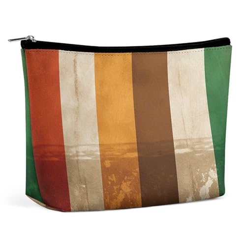 NQLYUT Make-up-Tasche, tragbare Kosmetiktasche, orangefarbener Hintergrund mit Pferdekopf, Kulturbeutel, Make-up-Organizer, große Kapazität, Reißverschluss-Tasche, Reise-Kulturbeutel für Damen und von NQLYUT