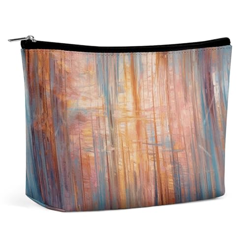 NQLYUT Make-up-Tasche, tragbare Kosmetiktasche, orangefarbenes und rotes Design, Kulturbeutel, Make-up-Organizer, große Kapazität, Reißverschluss-Tasche, Reise-Kulturbeutel für Damen und Herren, von NQLYUT