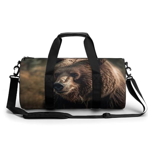 Sporttasche mit Bärenmotiv, für Damen und Herren, mit Schuhfach, Workout-Taschen, Bär auf dem Gras, 17.7in/9in/9in, Art déco Sporttasche mit Bärenmotiv, für Damen und Herren, mit Schuhfach, Workout-Taschen, Bär auf dem Gras, 17.7in/9in/9in, Art déco von NQLYUT