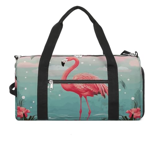 Sporttasche mit Blumen-Kräutern, botanische Gravur, Seesack für Männer und Frauen, Übernachtungstasche mit Schuhfach, Workout-Taschen, Flamingos, Einheitsgröße, Art déco Sporttasche mit Blumen-Kräutern, botanische Gravur, Seesack für Männer und Frauen, Übernachtungstasche mit Schuhfach, Workout-Taschen, Flamingos, Einheitsgröße, Art déco von NQLYUT