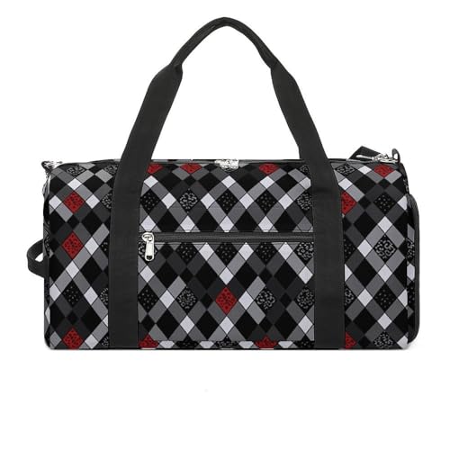 Sporttasche mit Cartoon-Raketen, Seesack für Damen und Herren, mit Schuhfach, Workout-Taschen, Kariertes Rautenmuster, Einheitsgröße, Art déco Sporttasche mit Cartoon-Raketen, Seesack für Damen und Herren, mit Schuhfach, Workout-Taschen, Kariertes Rautenmuster, Einheitsgröße, Art déco von NQLYUT
