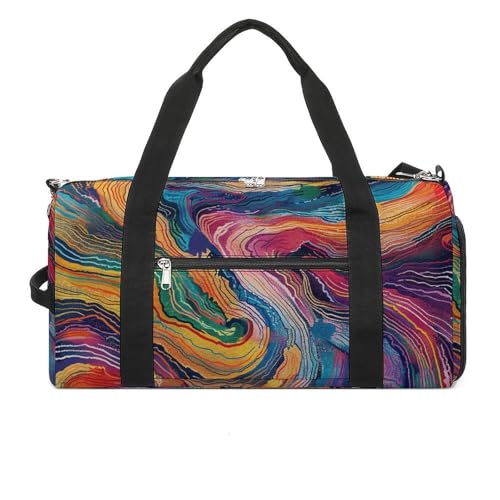 Sporttasche mit kleinem Hundemuster, Seesack für Männer und Frauen, Übernachtungstasche mit Schuhfach, Workout-Taschen, Farbige Strichzeichnung, Einheitsgröße, Art déco von NQLYUT