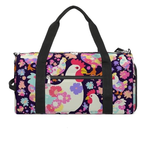Sporttasche mit lustigem Pinguin-Motiv, für Damen und Herren, Übernachtungstasche mit Schuhfach, Workout-Taschen, Blume Herz Huhn, Einheitsgröße, Art déco Sporttasche mit lustigem Pinguin-Motiv, für Damen und Herren, Übernachtungstasche mit Schuhfach, Workout-Taschen, Blume Herz Huhn, Einheitsgröße, Art déco von NQLYUT
