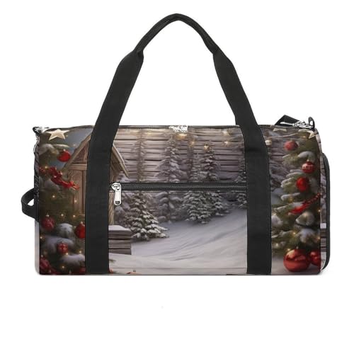 Sporttasche mit niedlichem Cartoon-Faultier-Design für Männer und Frauen, Übernachtungstasche mit Schuhfach, Workout-Taschen, Weihnachtsholz, Einheitsgröße, Art déco von NQLYUT