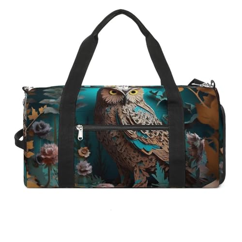 Turnbeutel Indianer Duffel Bag für Männer Frauen Übernachtungstasche mit Schuhfach Workout Taschen, eule, Einheitsgröße, Art déco von NQLYUT
