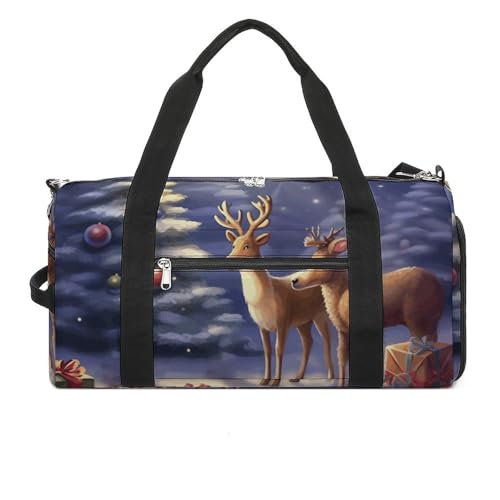 Turnbeutel mit Schuhfach, Motiv: Weihnachtsmann, Seesack für Damen und Herren, mit Schuhfach, Workout-Taschen, Weihnachten, Einheitsgröße, Art déco von NQLYUT