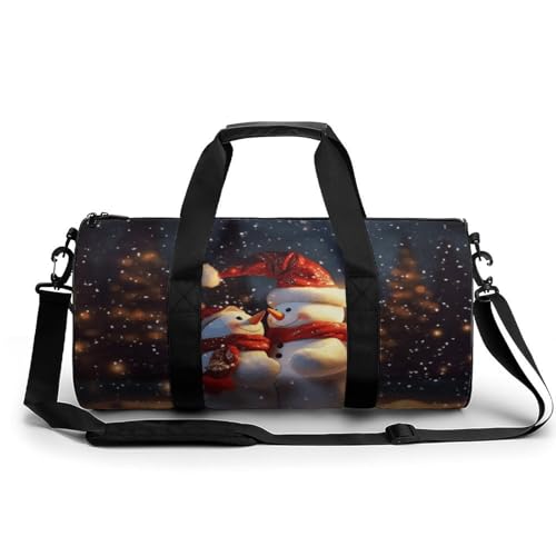 Turnbeutel mit Schuhfach, Motiv: Weihnachtsmann, Seesack für Damen und Herren, mit Schuhfach, Workout-Taschen, Weihnachtsschneemänner, 17.7in/9in/9in, Art déco von NQLYUT