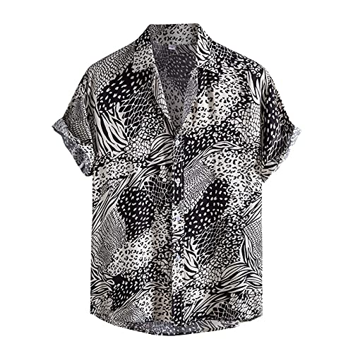 Signum Hemd Herren Langarm Herrenmode Casual Print Kurzarm Knopfhemd Umlegekragen Bluse Blumen Hemd Herren Langarm (8-Black, L) von NQyIOS