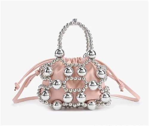 Abendtasche mit Perlen und Perlen, vielseitige Umhängetasche mit Perlenarmbändern, tragbare Arbeitstasche (Rosa) von NRBMZYEN