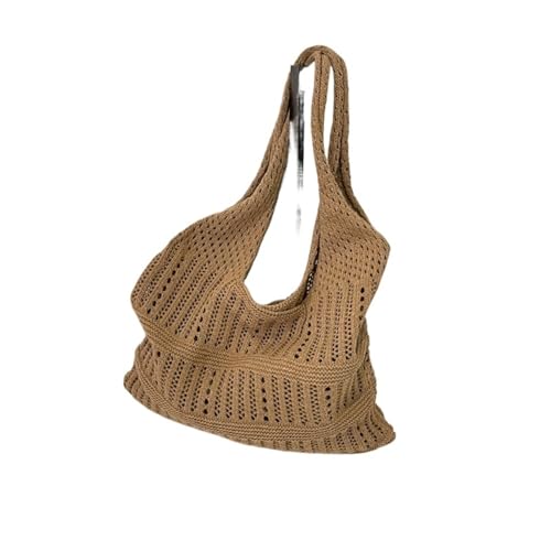 Gestrickte Umhängetasche, Stricktasche, handgewebte Umhängetasche für Damen, lässig, Einkaufstasche, große Kapazität, gehäkelte Tragetasche, einfarbig, Style 5 von NRBMZYEN