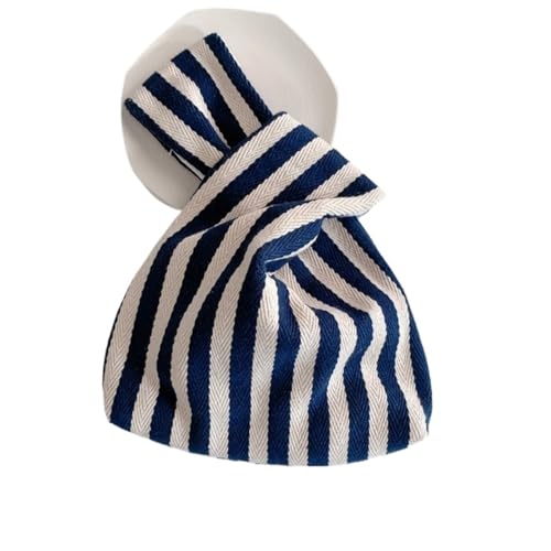 Knopf Handgelenktasche Tragbare Knoten Handgelenk Tasche für Frauen Streifen Taschen Einfache Geldbörsen Tote Leinwand Lagerung Kosmetiktasche Damen Telefon Schlüssel Münze Tasche (Blau) von NRBMZYEN