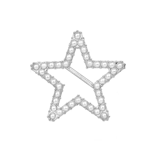 NRBMZYEN Brosche mit Kreuzschal-Clip, Schal, Brosche, Anstecknadel für Damen, Seide, Schal, Ring, Clip, Zubehör (silberfarbener Stern) von NRBMZYEN