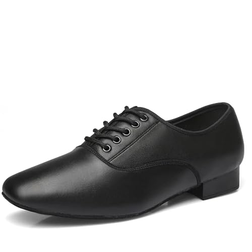 NRBMZYEN Latein Tanzschuhe Herren Herren Lederschuhe Herren Latein Tanzschuhe Modern Dance Hall Tango Kinder Mann Tanzschuhe 38-45, Schwarzer Kleber, 44 EU von NRBMZYEN