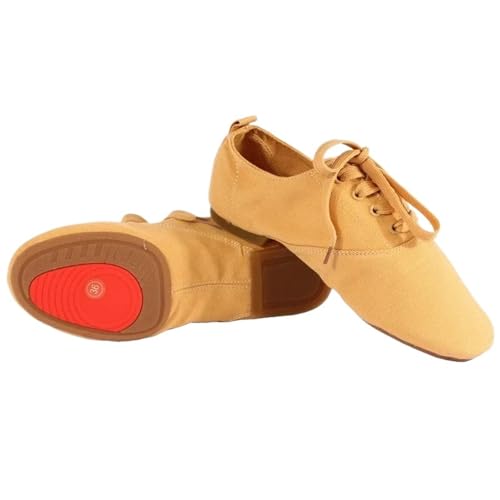 NRBMZYEN Latein Tanzschuhe Herren Kinder Ballettschuhe Kinder Canvas Ballettschuhe Damen Herren Tanzschuhe Tango Latein Modern Jazz Dance Training Schuhe, Camel Rubber Sole, 39 von NRBMZYEN