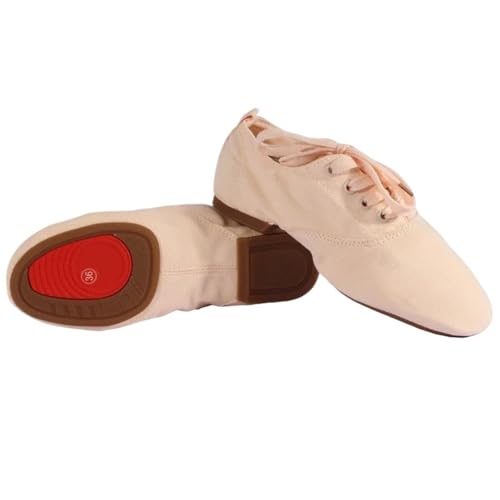NRBMZYEN Latein Tanzschuhe Herren Kinder Ballettschuhe Kinder Canvas Ballettschuhe Damen Herren Tanzschuhe Tango Latein Modern Jazz Dance Training Schuhe, Pinke Gummisohle, 39 von NRBMZYEN