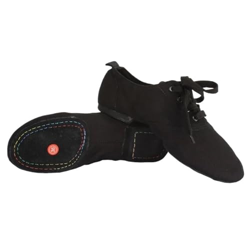 NRBMZYEN Latein Tanzschuhe Herren Kinder Ballettschuhe Kinder Canvas Ballettschuhe Damen Herren Tanzschuhe Tango Latein Modern Jazz Dance Training Schuhe, Schwarze Wildledersohle, 45 von NRBMZYEN