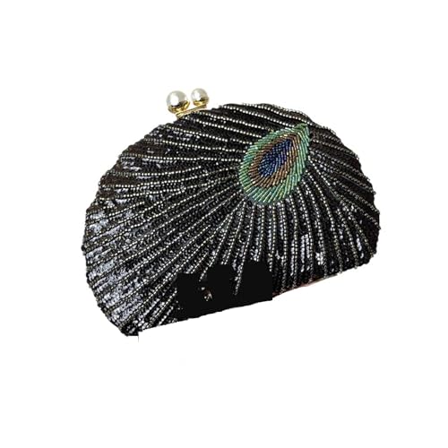 Pailletten-Tasche, Pailletten-Perlenstickerei, Abendkleidung, tragbare Abendtasche, Cheongsam-Clutch, Schwarz von NRBMZYEN