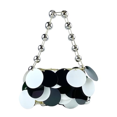 Pailletten-Tasche, Pailletten-Tasche, Perlmutt, Handtasche, einzelne Schultertasche, Unterarmtasche (Silber) von NRBMZYEN