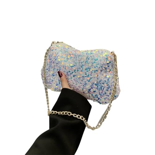 Pailletten-Tasche, Umhängetasche, einfarbig, Pailletten, Schultertasche, Unterarmtasche, Abendtasche, Handtasche, Weiß von NRBMZYEN