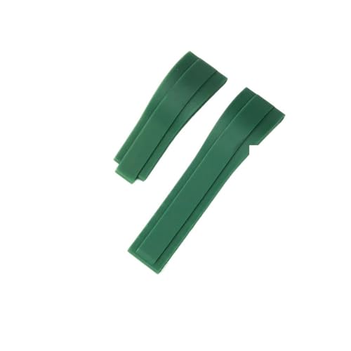 NRERDMT 20 mm Natur-Armband aus weichem Silikonkautschuk, kompatibel mit Rolex-Uhrenarmband Daytona Submariner GMT OYSTERFLEX-Armband mit Faltschließe(Green-No buckle) von NRERDMT