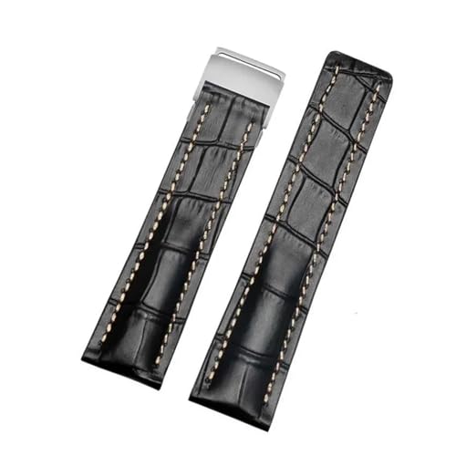NRERDMT 22/24 mm, kompatibel mit Breitling-Lederarmband, Premier B01 Colt Chronograph Avenger AVIATOR 8, Faltschließe aus Stahl(BNL-4(4),24mmNO Buckle) von NRERDMT