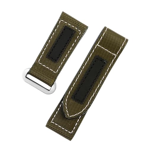 NRERDMT Compatible With Panerai Lumino PAM01118/PAM01661/PAM441 watchband Sticky carbon fiber check nylon Large dial men's Bracelet accessories(Army Green silver,24mm) von NRERDMT