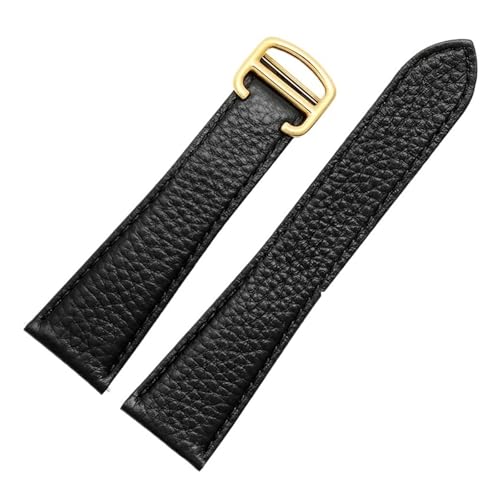 NRERDMT Das Litchi-Lederarmband ist geeignet for die Cartier London Solo-Serie WSTA0029 und WSTA0030. Das Lederarmband 23 mm ist for Männer und Frauen geeignet.(Black Gold,25mm) von NRERDMT