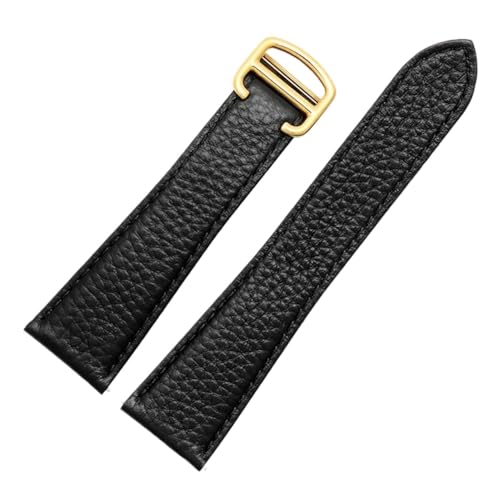 NRERDMT Das Litchi-Lederarmband ist kompatibel mit dem Cartier London Solo Series WSTA0029 WSTA0030 Lederarmband 23 mm for Männer und Frauen(Black Gold,23mm) von NRERDMT