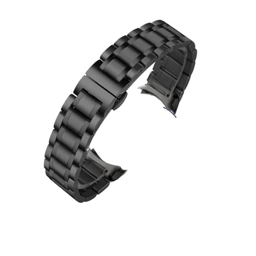 NRERDMT Edelstahl-Uhrenarmband mit gebogenem Ende, kompatibel mit Tissot 1853 Couturier T035, 18 mm, 22 mm, 23 mm, 24 mm, Uhrenarmband for Damen und Herren(Black-Curved,18mm) von NRERDMT