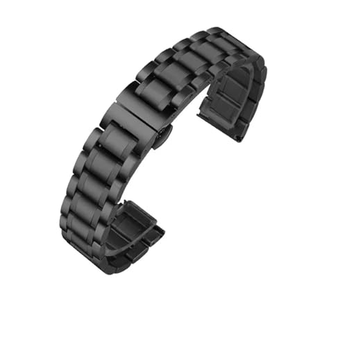 NRERDMT Edelstahl-Uhrenarmband mit gebogenem Ende, kompatibel mit Tissot 1853 Couturier T035, 18 mm, 22 mm, 23 mm, 24 mm, Uhrenarmband for Damen und Herren(Black-Flat,23mm) von NRERDMT