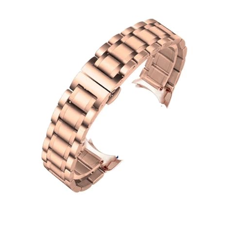 NRERDMT Edelstahl-Uhrenarmband mit gebogenem Ende, kompatibel mit Tissot 1853 Couturier T035, 18 mm, 22 mm, 23 mm, 24 mm, Uhrenarmband for Damen und Herren(Rosegold-Curved,24mm) von NRERDMT