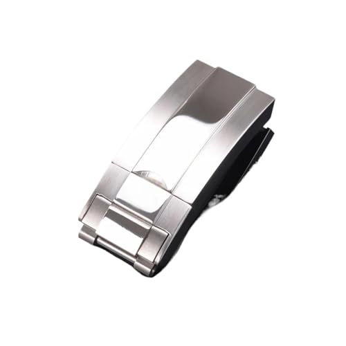 NRERDMT Faltschließe aus Stahl mit Gleitverschluss, kompatibel mit Rolex Submariner Oysterflex Daytona GMT Uhrenarmband, Faltschließe 9 mm(Bright silver) von NRERDMT