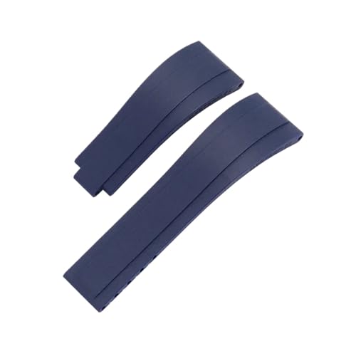 NRERDMT Gummi-Armband kompatibel mit Rolex GTM-Uhrenarmband, 20 mm, 21 mm, Silikon-Staubarmband(Blue without clasp,21mm) von NRERDMT
