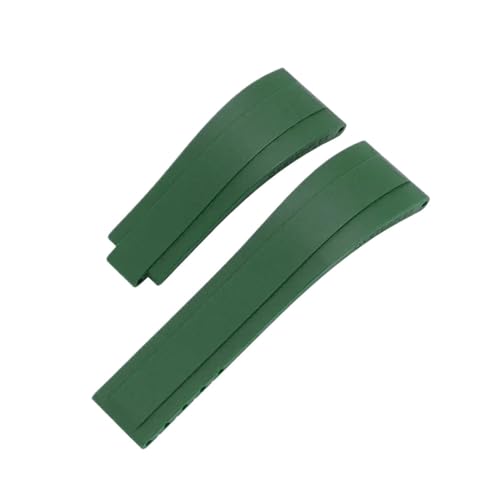 NRERDMT Gummi-Armband kompatibel mit Rolex GTM-Uhrenarmband, 20 mm, 21 mm, Silikon-Staubarmband(Green without clasp,21mm) von NRERDMT