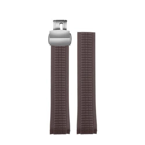 NRERDMT Hochwertiges Uhrenarmband aus weichem Gummi, kompatibel mit Patek Philippe Silikon 5164A 5167A 5168A 21 mm Faltschließe-Uhrenarmbändern(Brown silver) von NRERDMT