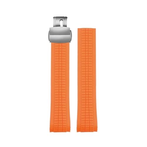 NRERDMT Hochwertiges Uhrenarmband aus weichem Gummi, kompatibel mit Patek Philippe Silikon 5164A 5167A 5168A 21 mm Faltschließe-Uhrenarmbändern(Orange silver) von NRERDMT