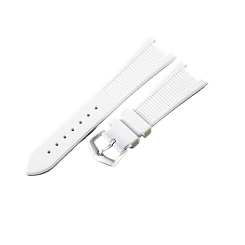 NRERDMT Silikon-Uhrenarmband, kompatibel mit Patek Philippe 5711 5712G, Armband mit spezieller Schnittstelle, Armbandzubehör, 25 mm x 13 mm(White-silver) von NRERDMT