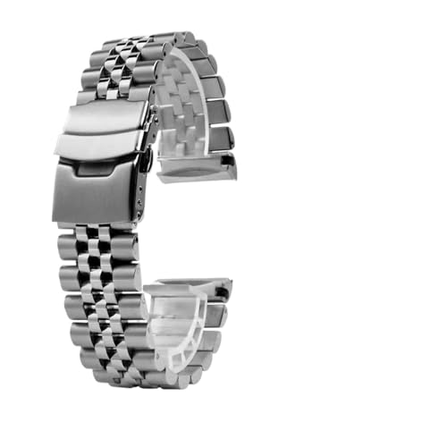 NRERDMT Solides, nahtloses Uhrenarmband aus 316L-Edelstahl mit gebogenem Ende, kompatibel mit Turtles Prospex SRP773 SRP775 SRP777 SRPA21, silberner Gürtel von NRERDMT