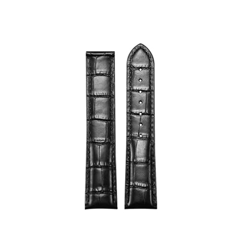 NRERDMT Uhrenarmband aus echtem Leder, kompatibel mit Omega Watch Speed ​​Seamaster Faltschließe, schwarz-braunes Uhrenarmband(Black-No buckle,19mm) von NRERDMT