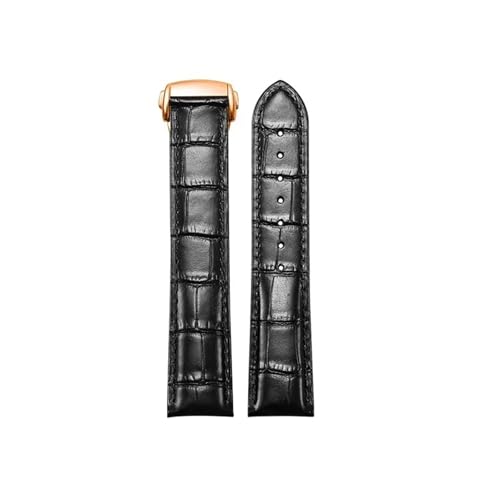 NRERDMT Uhrenarmband aus echtem Leder, kompatibel mit Omega Watch Speed ​​Seamaster Faltschließe, schwarz-braunes Uhrenarmband(Black-rosegold,20mm) von NRERDMT