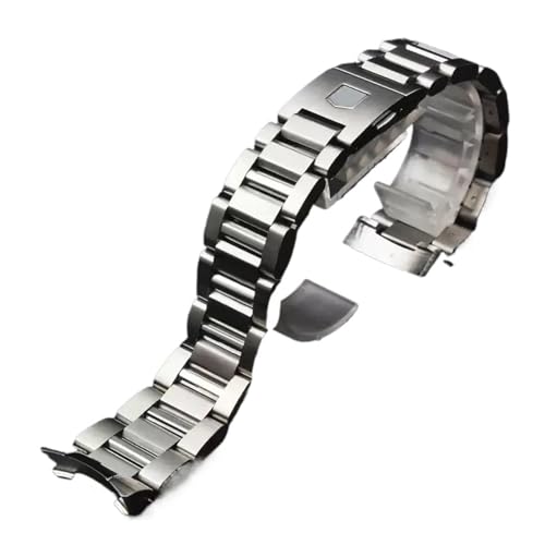 NRERDMT Uhrenarmband aus massivem Edelstahl, kompatibel mit Uhrenzubehör der Tag Heuer Calera-Serie, Stahl, 22 mm von NRERDMT